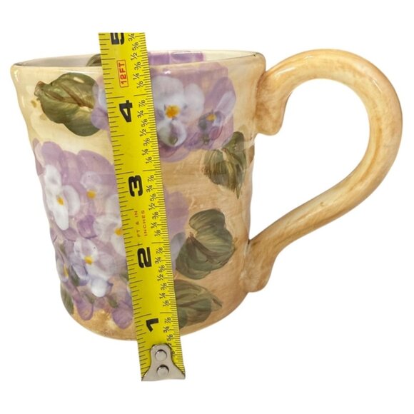 Hand-Painted Ceramic Mugs Hydrangeas 16 Oz Purple Floral Cottage Farmhouse - Picture 7 of 16